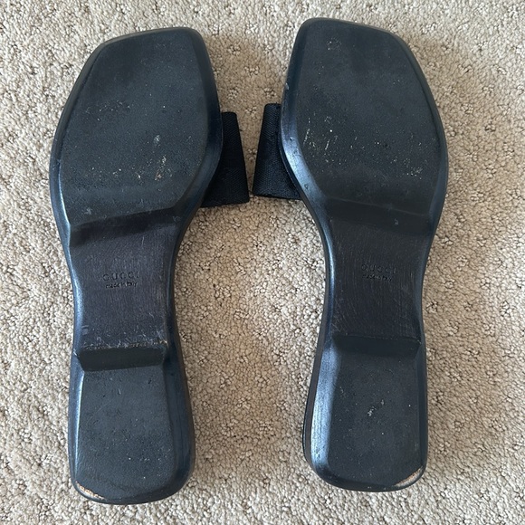 Gucci Black Sandals Wooden Bottoms Size: 7 1/2 B - Picture 6 of 7